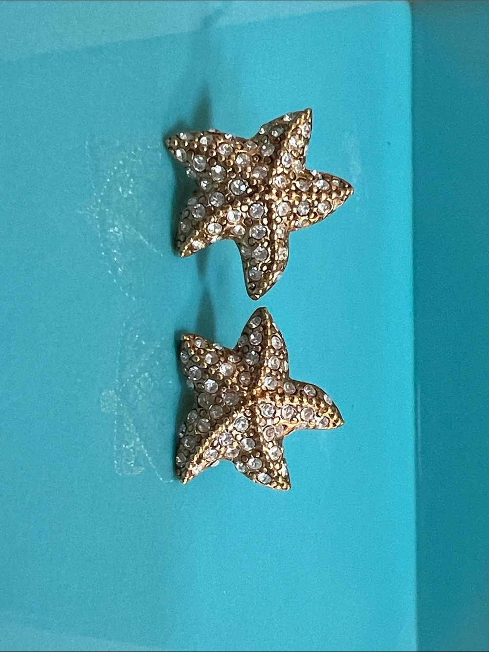 J.Crew Gold Crystal Starfish Stud Earrings